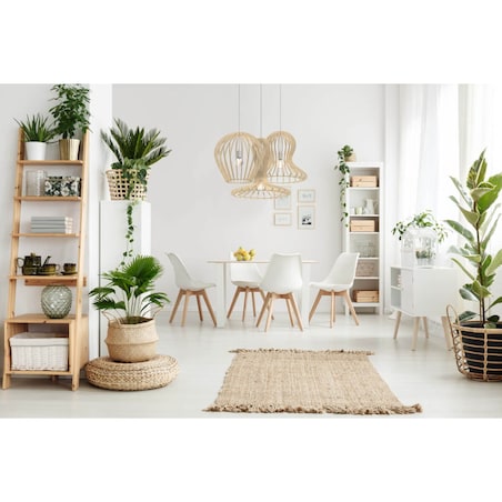 Wisząca lampa sypialniana Octo 5017 Amplex drewniana ekologiczny nad stół beżowy