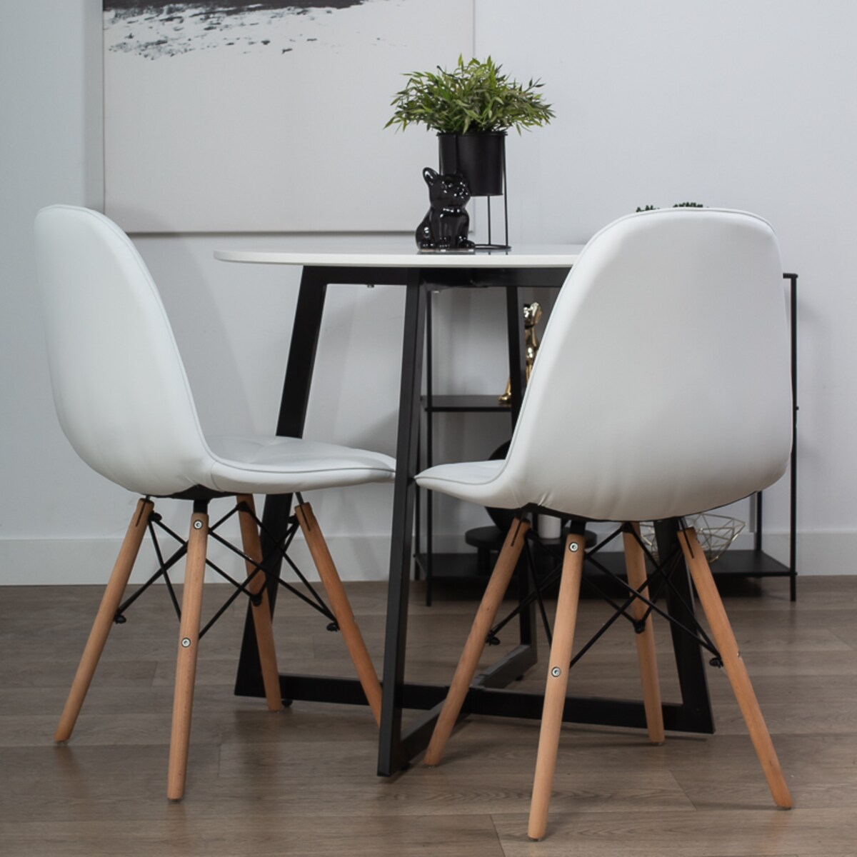 Krzesło tapicerowane z ekoskóry do salonu jadalni białe