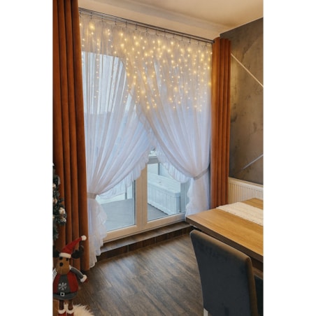 firana z falbanką | szyfon | zakładana na taśmie marszczącej | 400x270 | biała