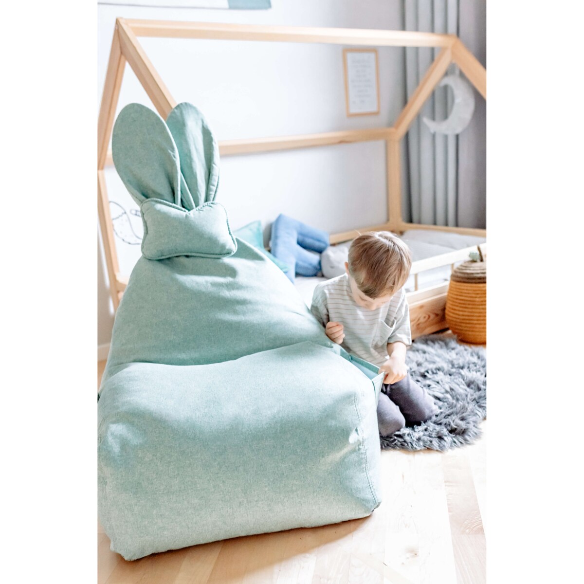 PUF FUNNY BUNNY BAWEŁNIANY MIETOWO-ZIELONY