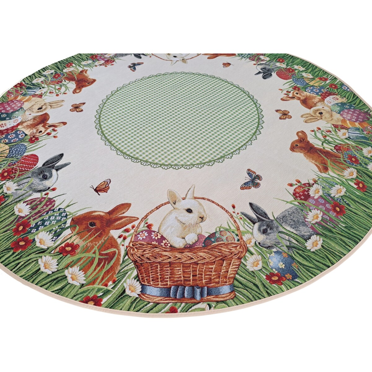 Obrus Okrągły Wielkanocny Na Stół 140 Cm Ozdobny Dekoracyjny