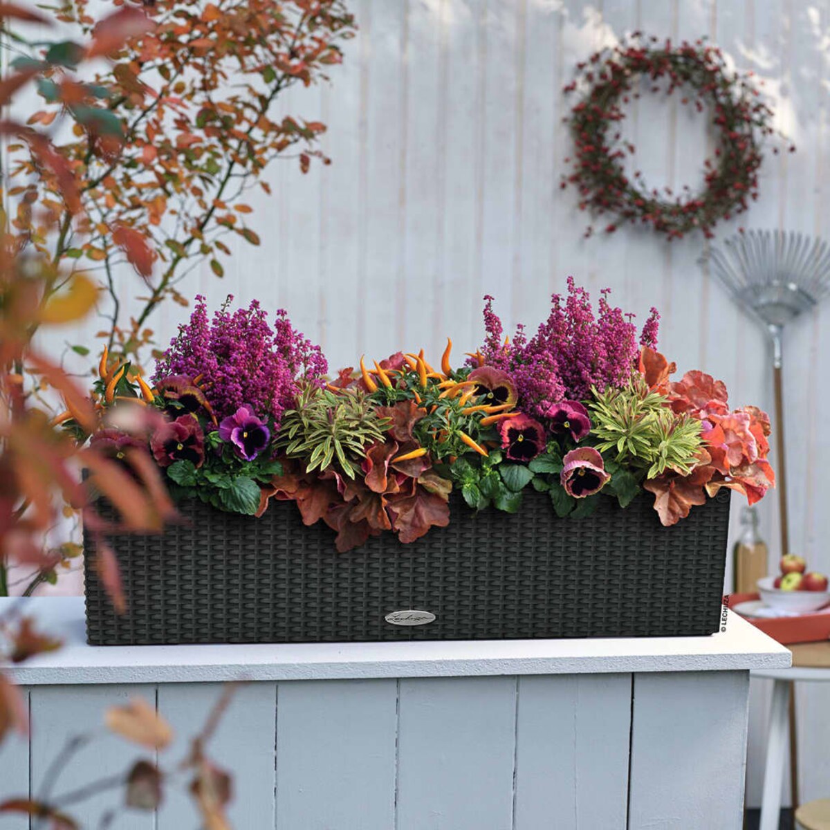 LECHUZA Doniczka BALCONERA Cottage 80 ALL-IN-ONE, kolor granitu