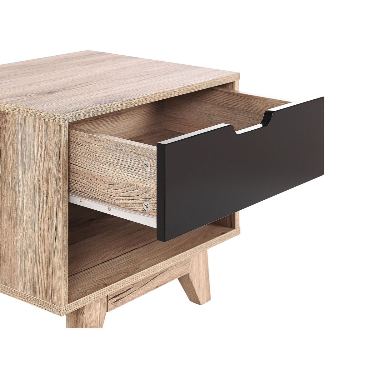 Szafka nocna jasne drewno z czarnym SPENCER