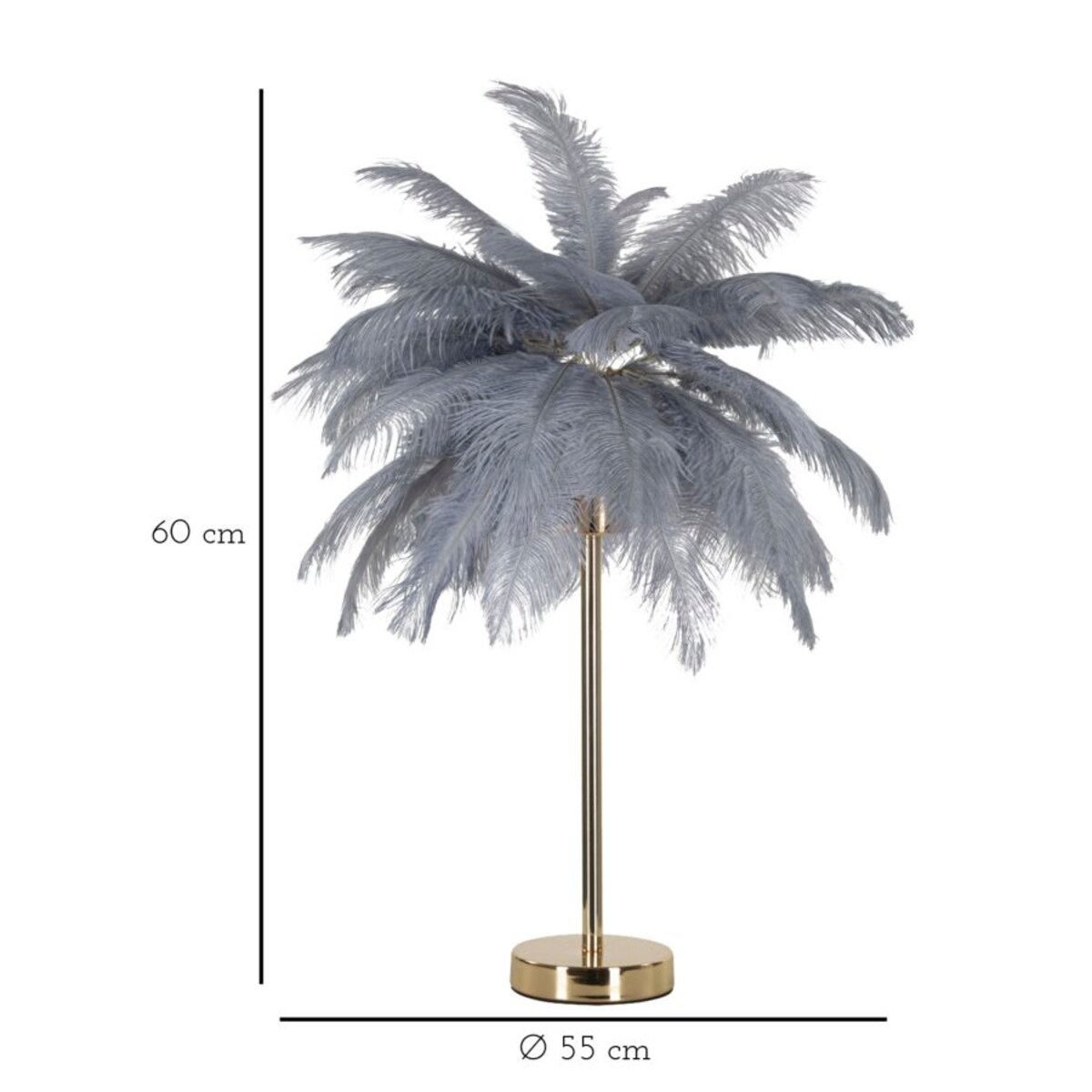 Lampa stołowa Palm, kolor złoty i szary, żelazo i tworzywo sztuczne, 55 x 55 x 60 cm, 2 x E14, max. 40 W, motyw: palma, Mauro Ferretti