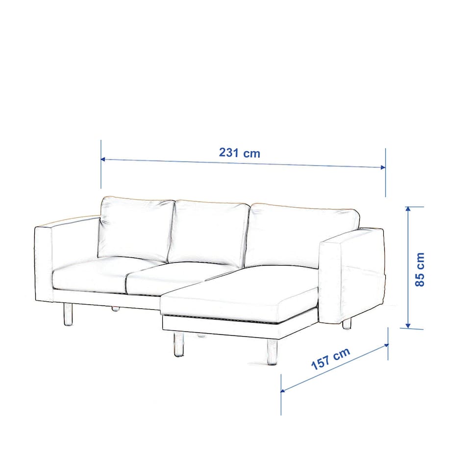 Pokrowiec na sofę Norsborg 3-osobową z szezlongiem, biała bukla, 231 x 88/157 x 85 cm, Boucle Teddy