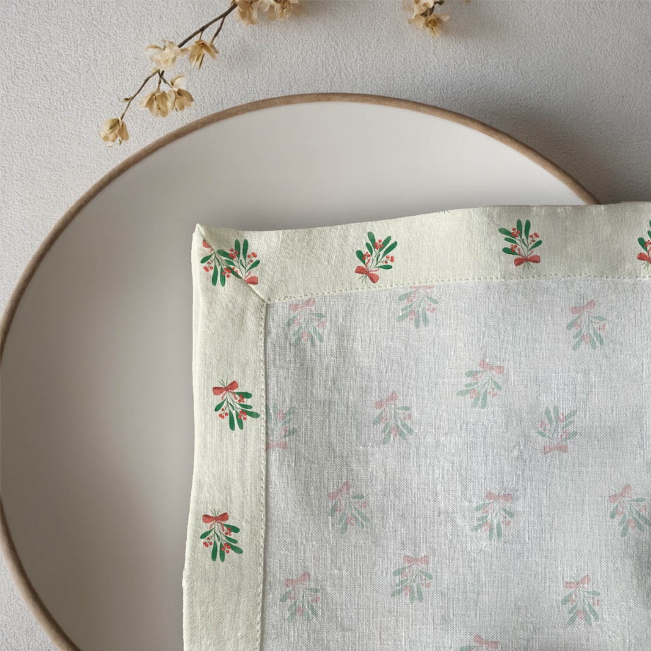 Serwetki świąteczne - Jemioła i kokardka (2 szt.)