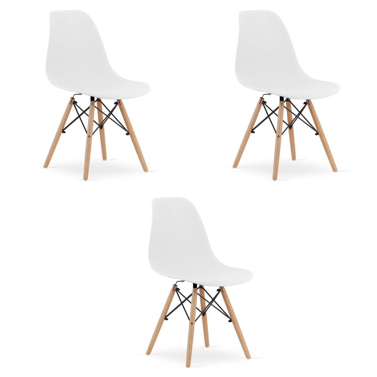 Krzesło Do Jadalni Kuchni Salonu Osaka Białe / Nogi Naturalne X 3
