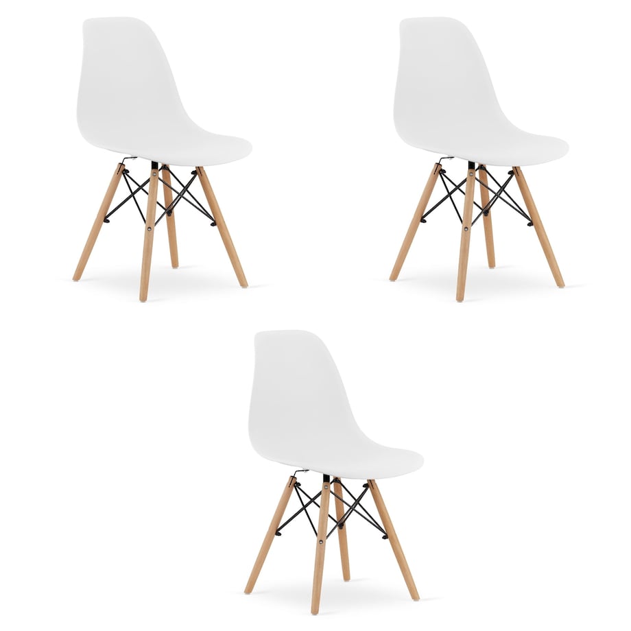 Krzesło Do Jadalni Kuchni Salonu Osaka Białe / Nogi Naturalne X 3