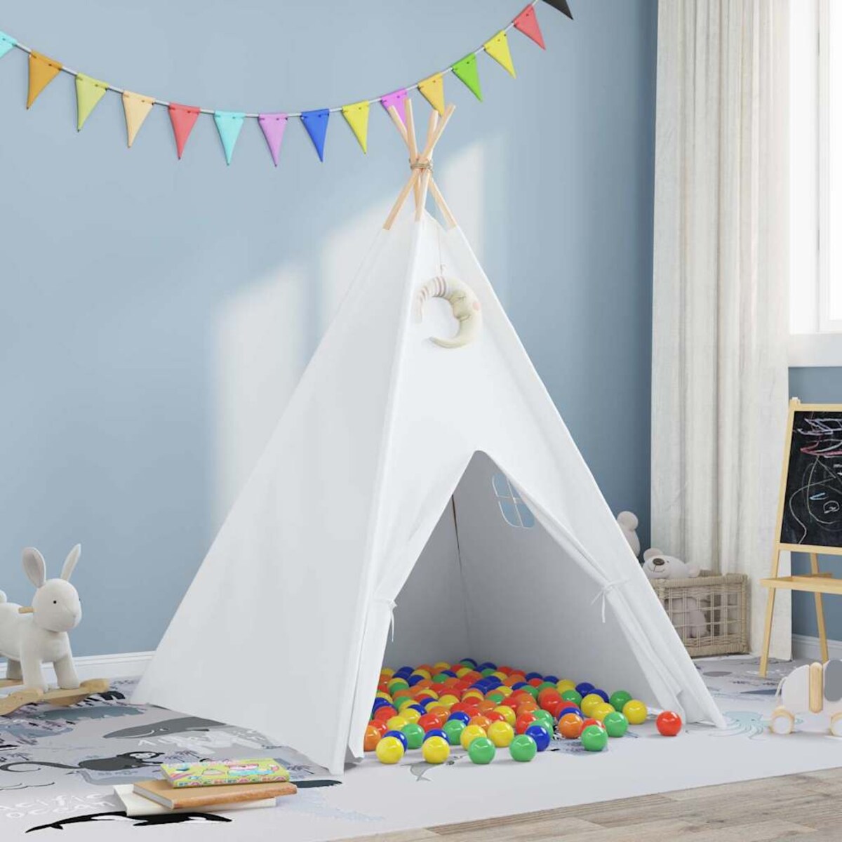 vidaXL Namiot Teepee Biały 120 x 120 x 150 cm Tkanina i Plastik