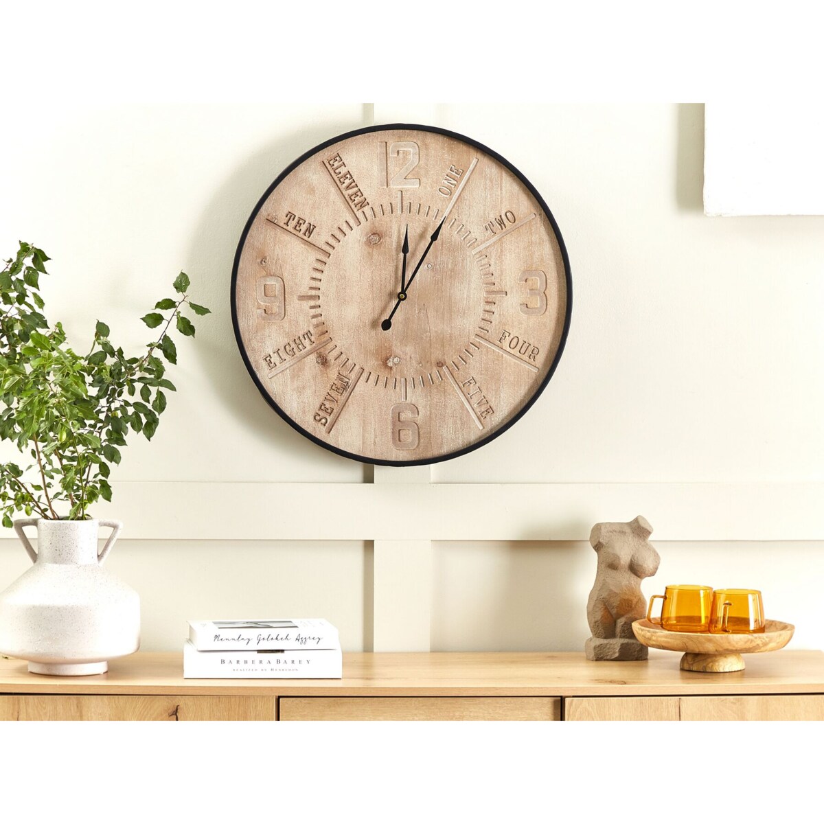 Zegar ścienny ø 60 cm jasne drewno DOLE