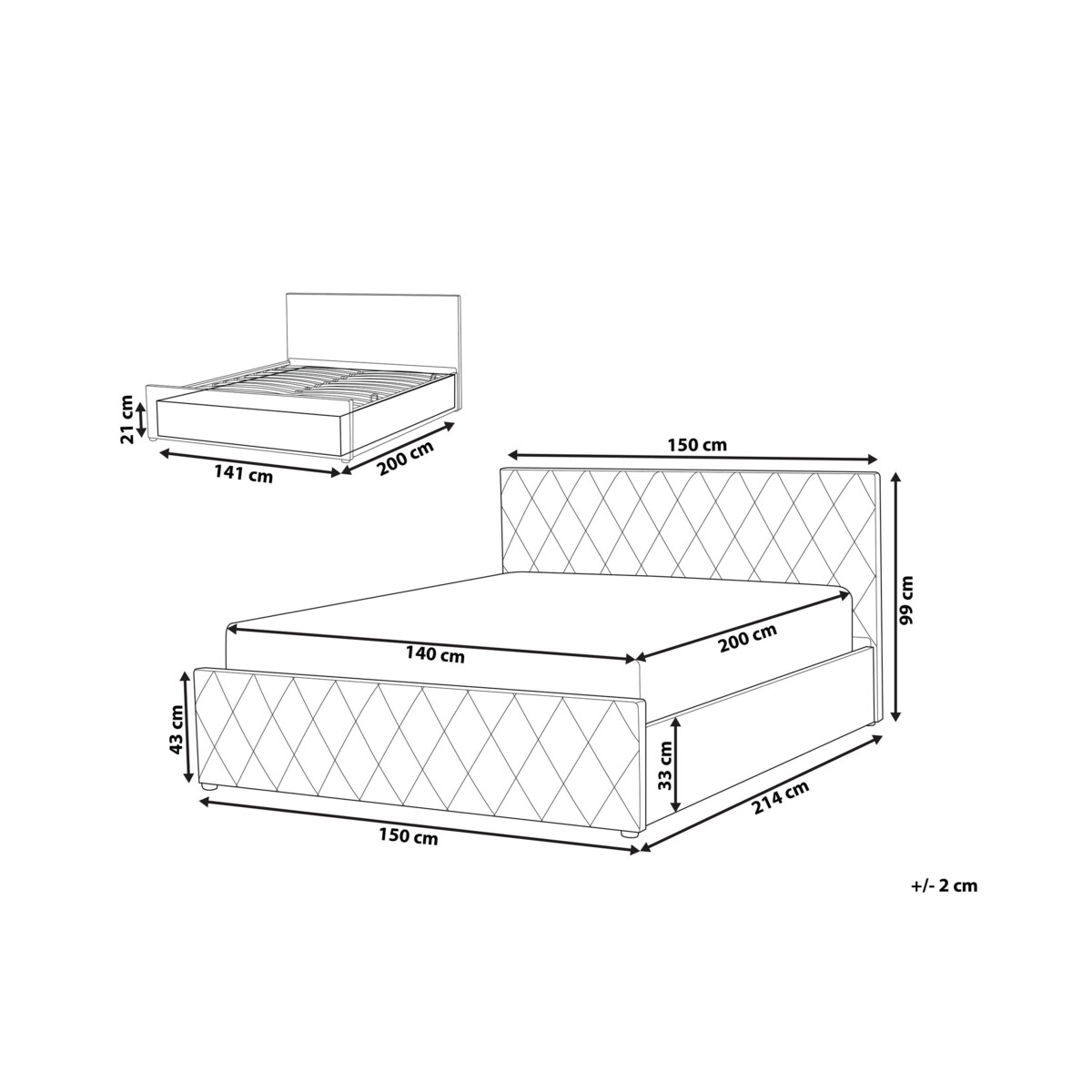 Łóżko z pojemnikiem welurowe 140 x 200 cm niebieskie ROCHEFORT