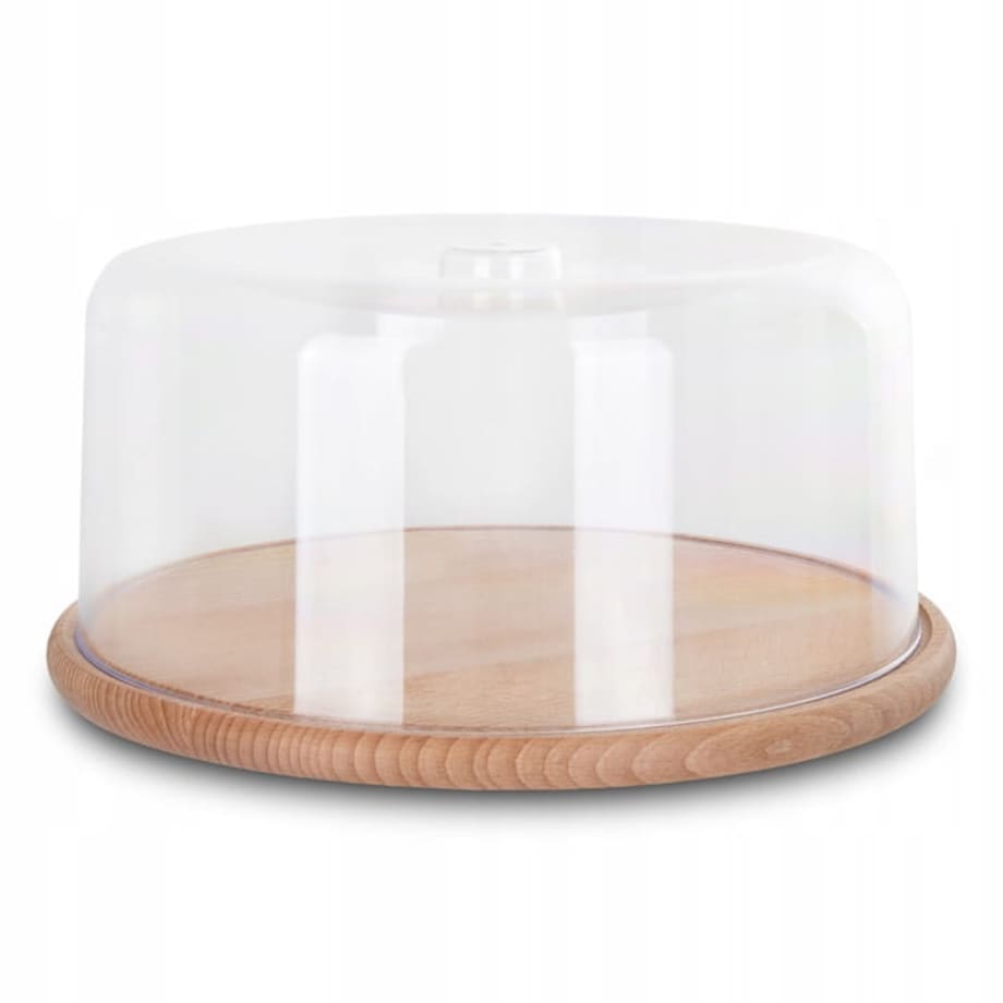 Patera Pojemnik na Ciasto Tort z Pokrywką Kloszem Drewniana Lekka 30 cm