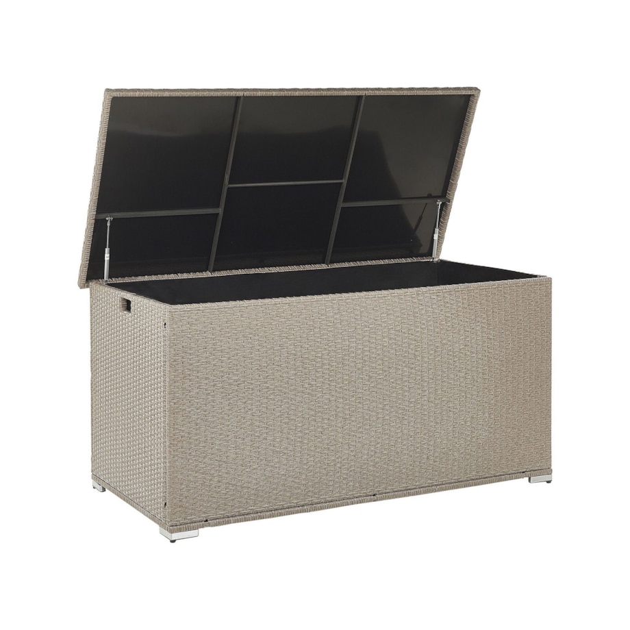 Skrzynia ogrodowa z technorattanu 155 x 75 cm beżowoszara MODENA