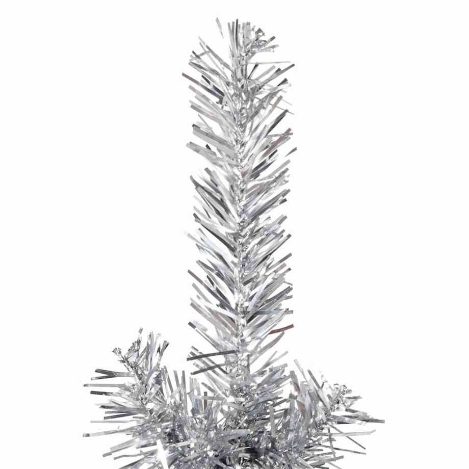 vidaXL Smukła choinka połówka ze stojakiem, sztuczna, srebrna, 150 cm