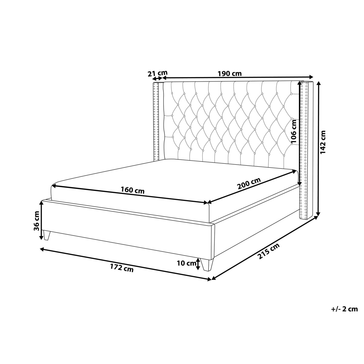 Łóżko Welur LUBBON 160 x 200 cm Beżowy