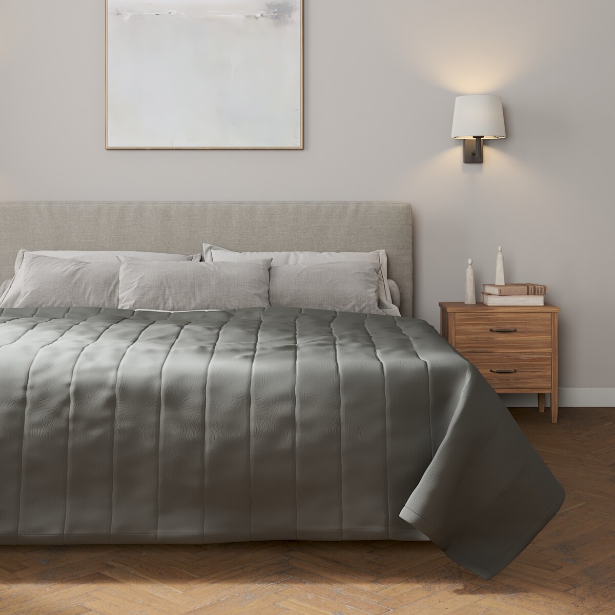 Narzuta pikowana w pasy 130x210 szary