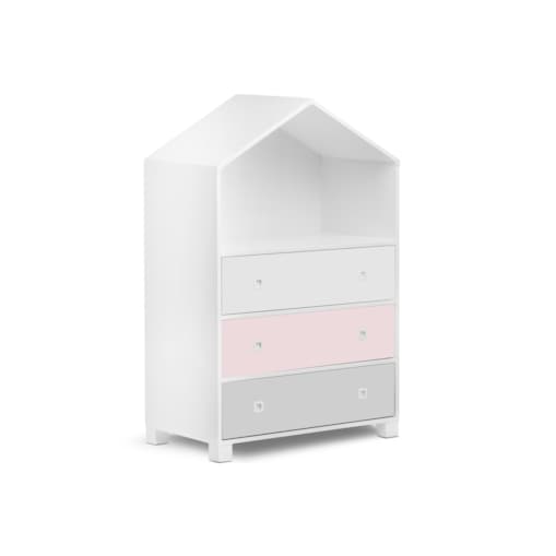 KONSIMO MIRUM Różowa komoda w kształcie domku dla dziewczynki