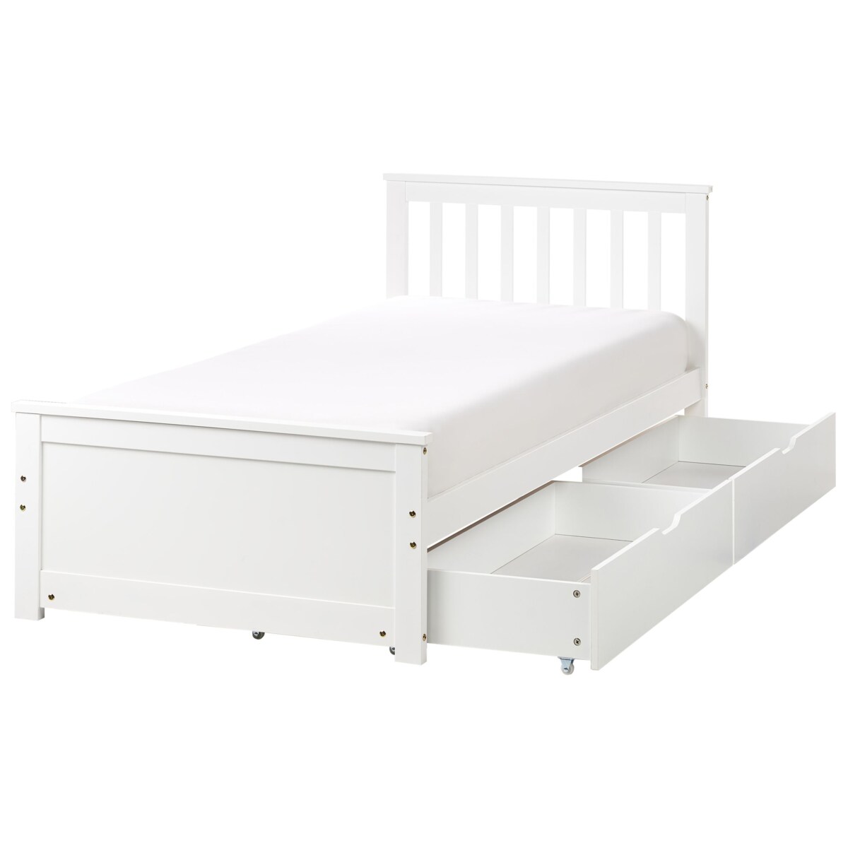 Łóżko ze schowkiem OLENDON 90 x 200 cm Z miejscem do przechowywania Drewno Biały