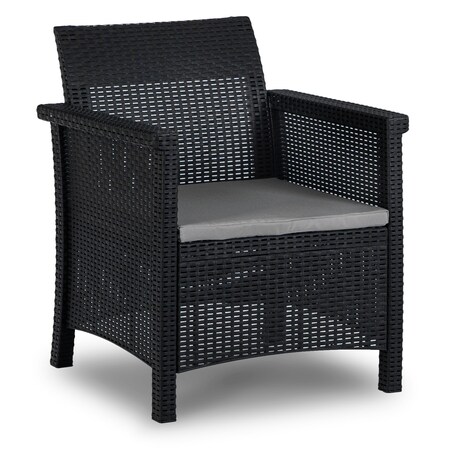 Zestaw Mebli Ogrodowych Na Taras Ogród Technorattan Czarny BRENTA