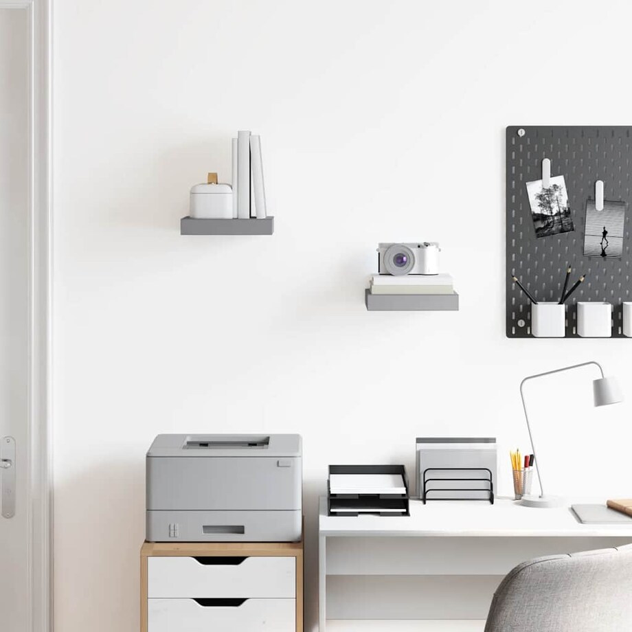 vidaXL Półki ścienne, 2 szt., szare, 23 x 23,5 x 3,8 cm, MDF