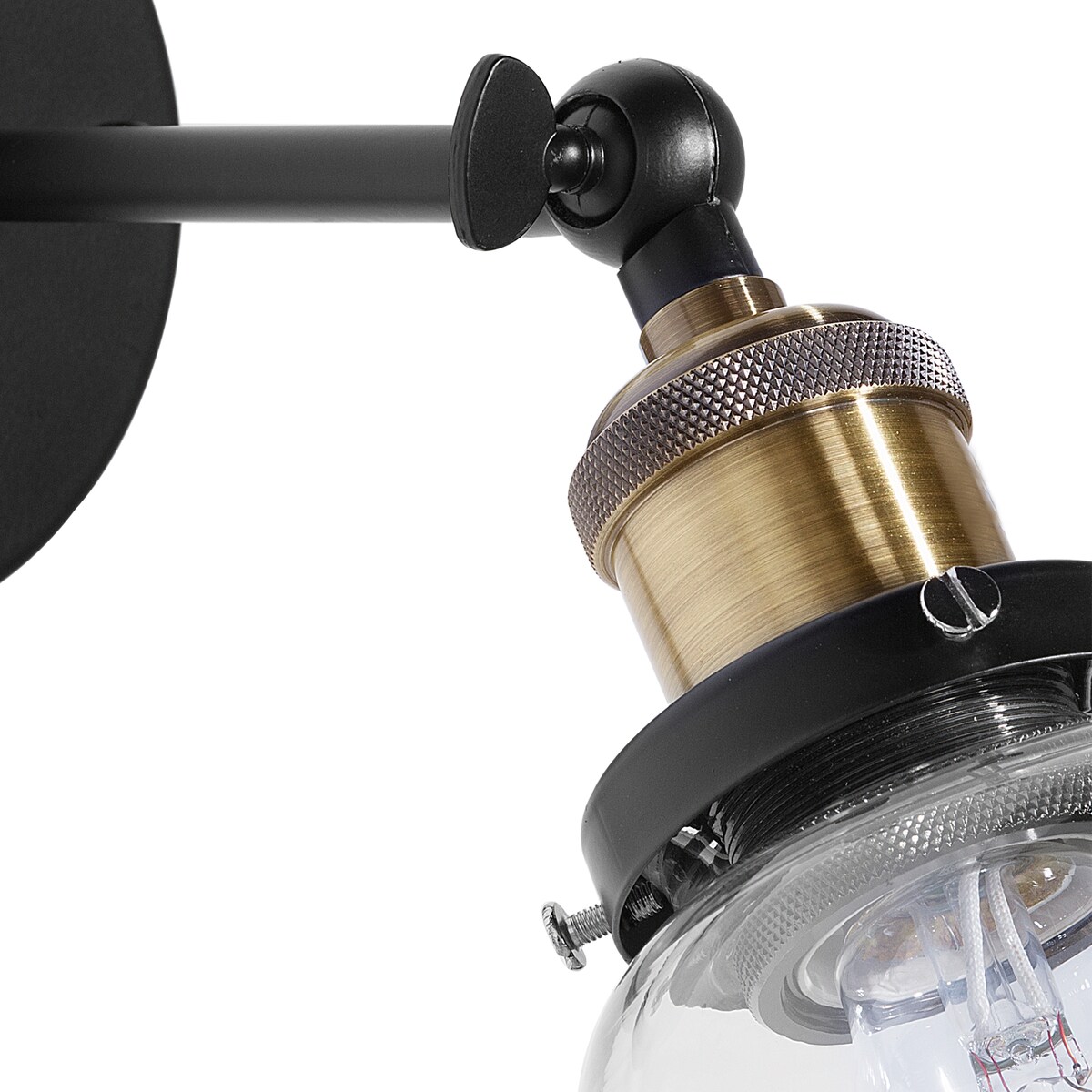 Zestaw 2 lamp ściennych LOVAT Regulowana Metal Przezroczysty Czarny