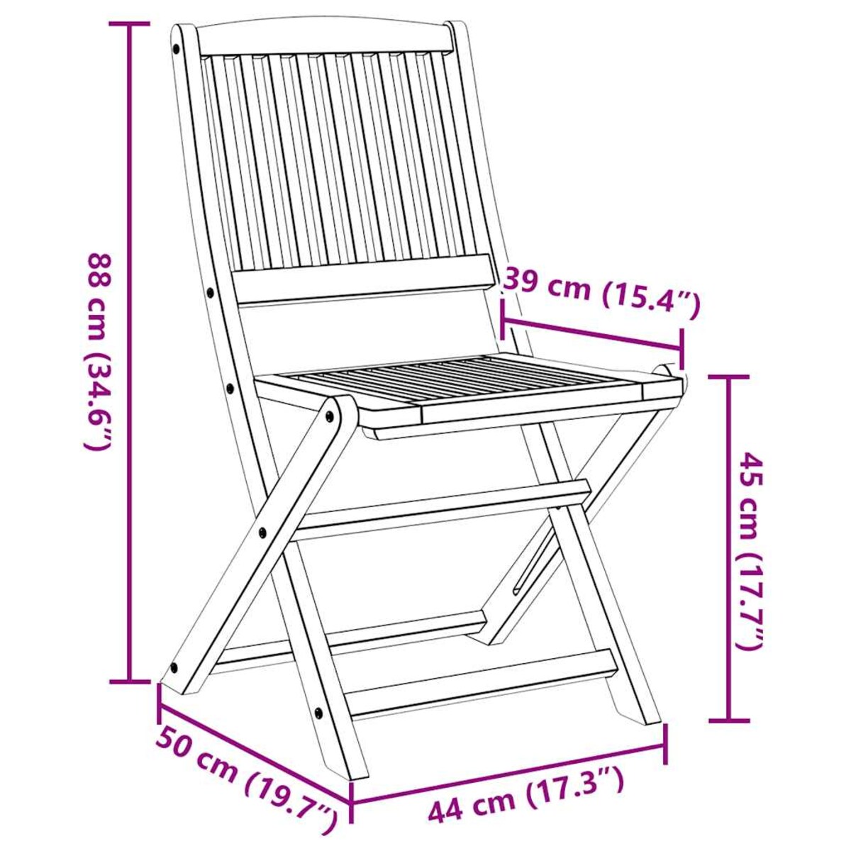 vidaXL Składane krzesła ogrodowe, 2 szt., 57x48,5x90 cm, akacja