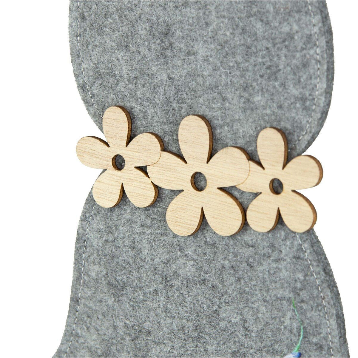 Królik Zajączek Wielkanocny Dekoracja Stojąca Ozdoba Drewniana Podstawka Ciemnoszary