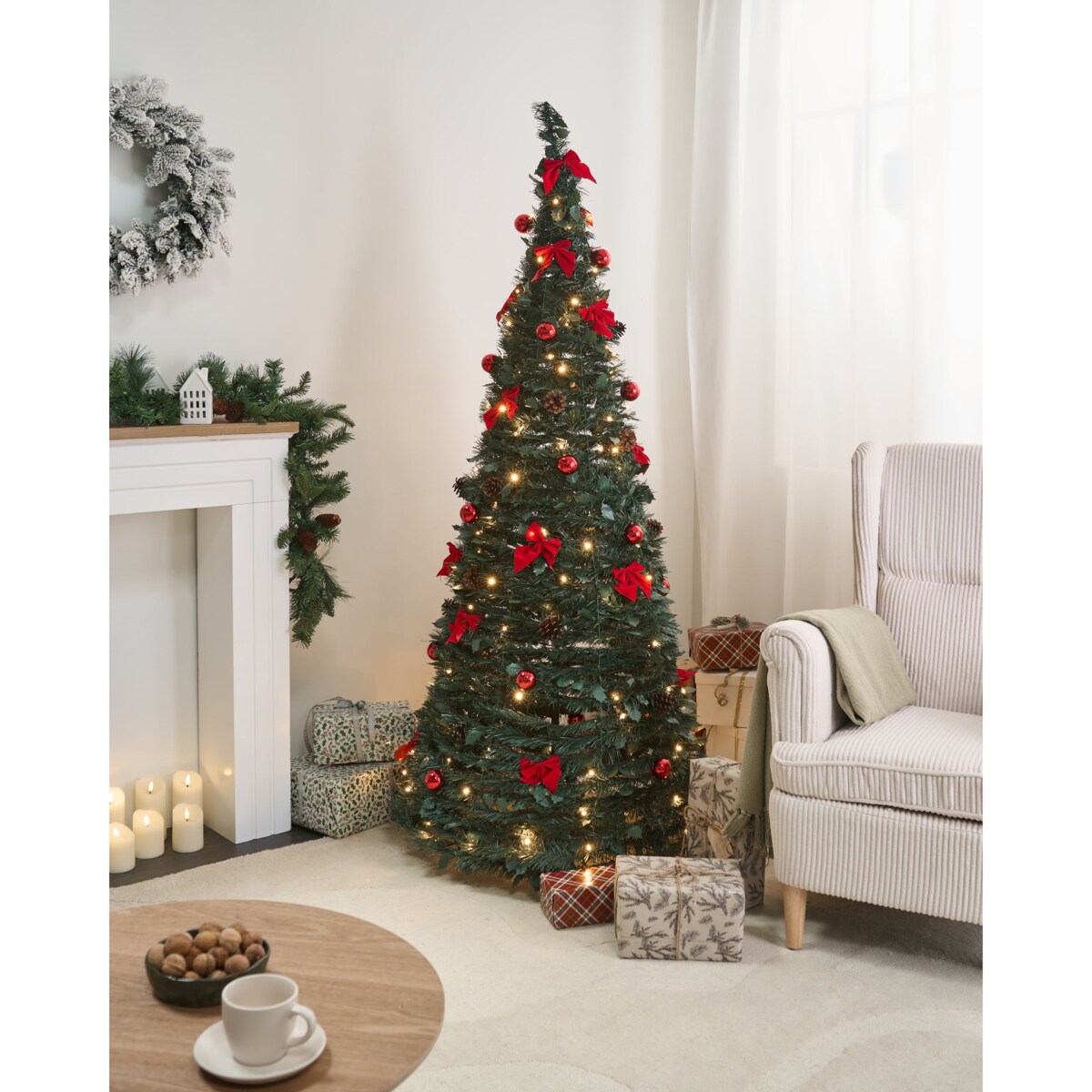 Sztuczna choinka świąteczna Składane LED PINEORA 185 cm Zielony