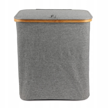 Kosz na pranie 80 L BAMBUSOWY składany szary