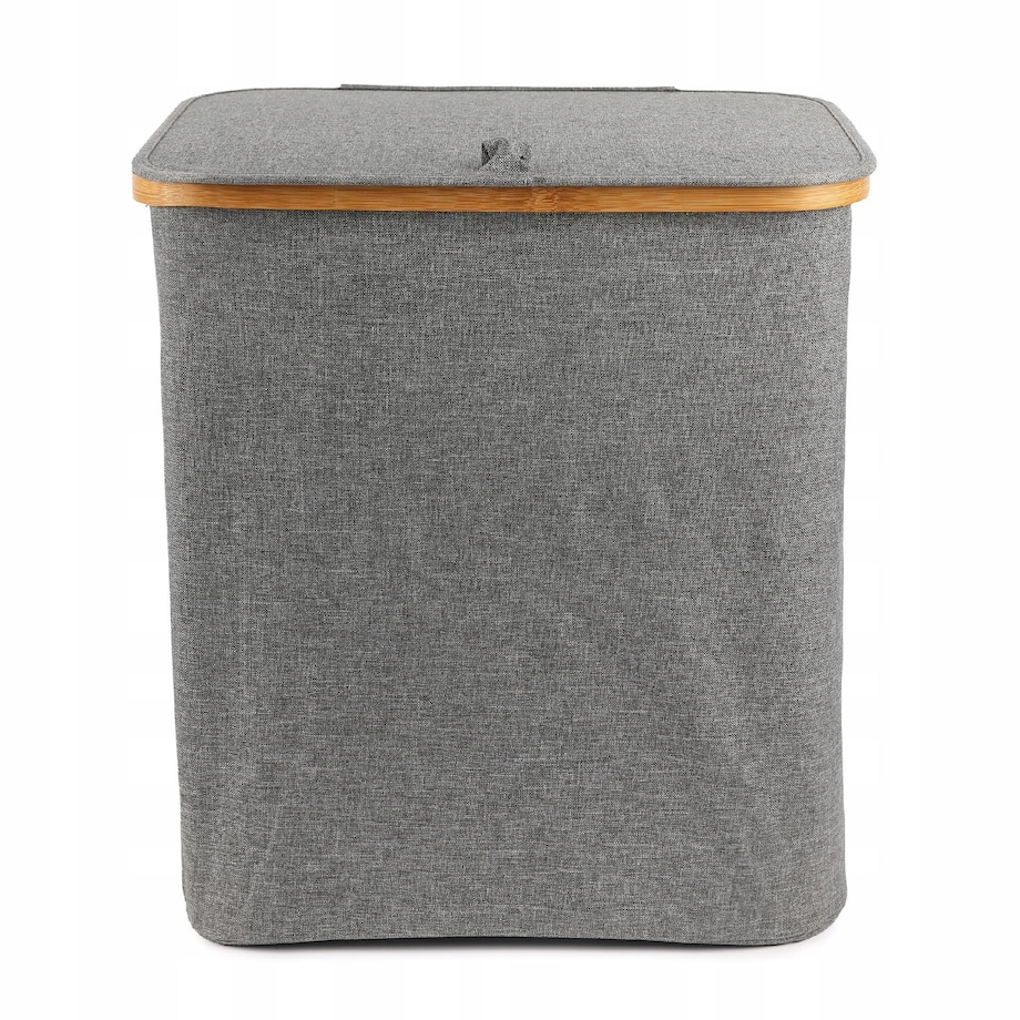 Kosz na pranie 80 L BAMBUSOWY składany szary