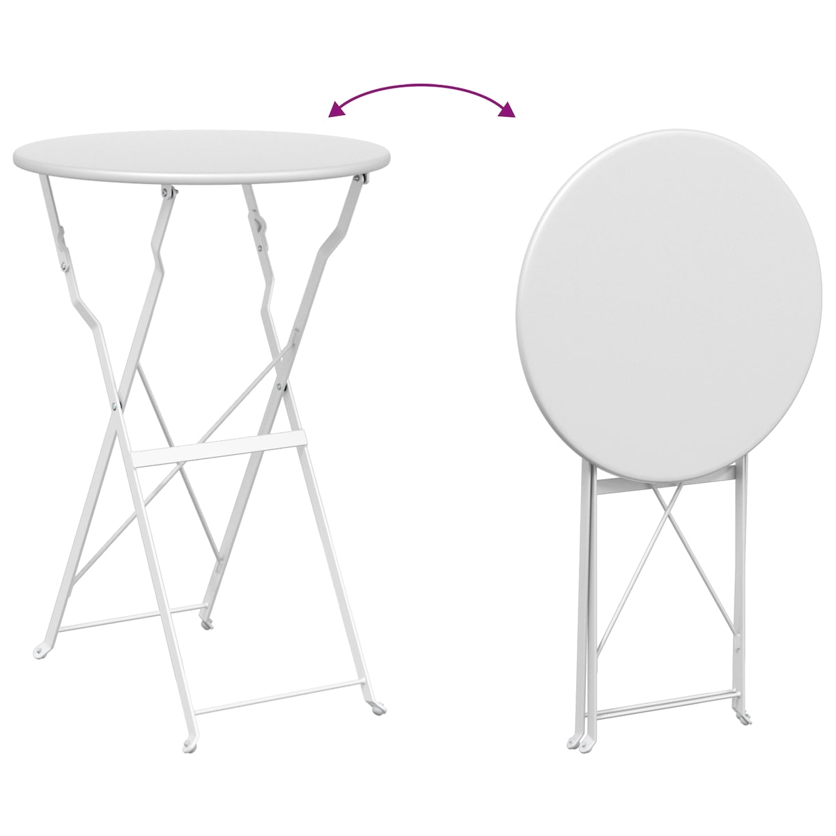 vidaXL Składany stół bistro Biały Ø50x71 cm ze stali malowanej