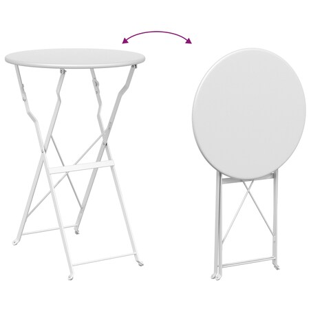 vidaXL Składany stół bistro Biały Ø50x71 cm ze stali malowanej