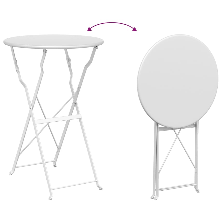 vidaXL Składany stół bistro Biały Ø50x71 cm ze stali malowanej