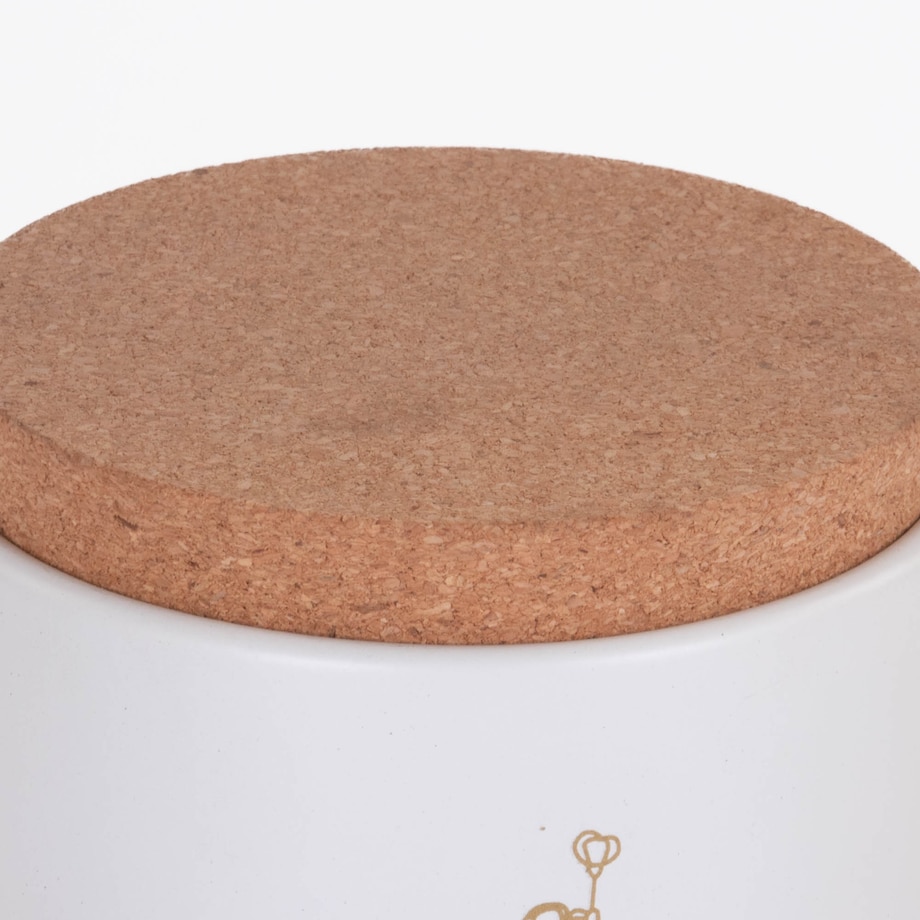 Pojemnik metalowy biały z korkową pokrywką 750 ml SUGAR