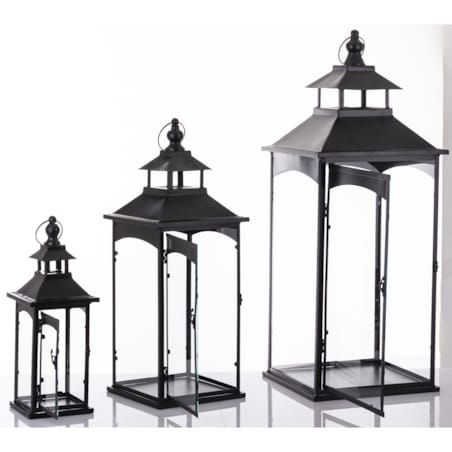 Lampiony dekoracyjne 3 szt. 86/67/45x31/23/15x31/23/15 cm PILAN-2 czarne