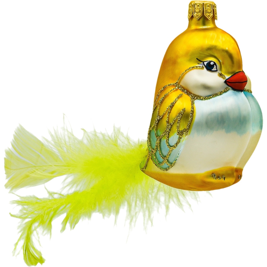 Bombka choinkowa: Gołębica z piórkami: żółta