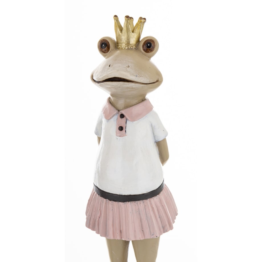 Dekoracja - Królowa żaba z małżonkiem 28x7,5x7 i 27,5x7,5x6 cm różowa spódniczka