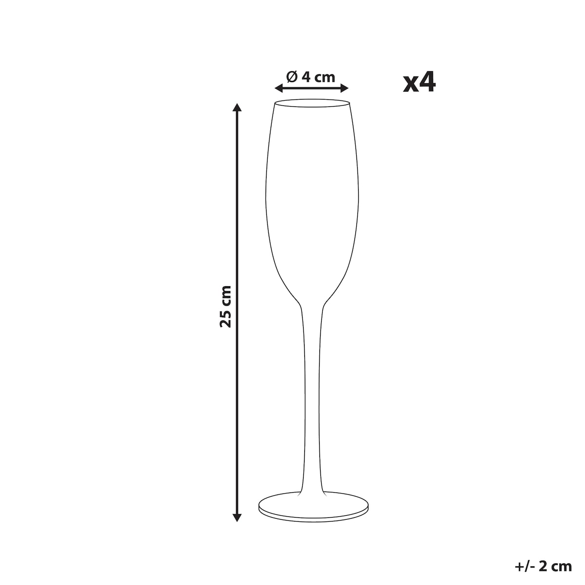 Zestaw 4 kieliszków do szampana flet DIOPSIDE 200 ml Różowy