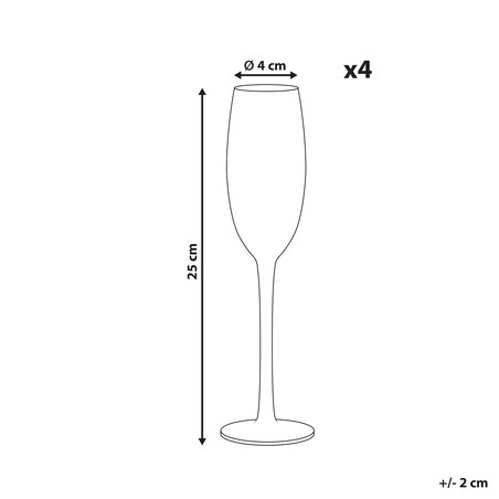 Zestaw 4 kieliszków do szampana flet DIOPSIDE 200 ml Różowy