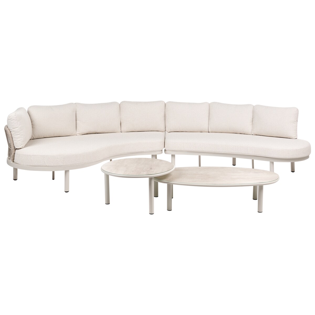 Sofa ogrodowa dla 6 osób ORIOLO ze stolikami Metal Jasnobeżowy