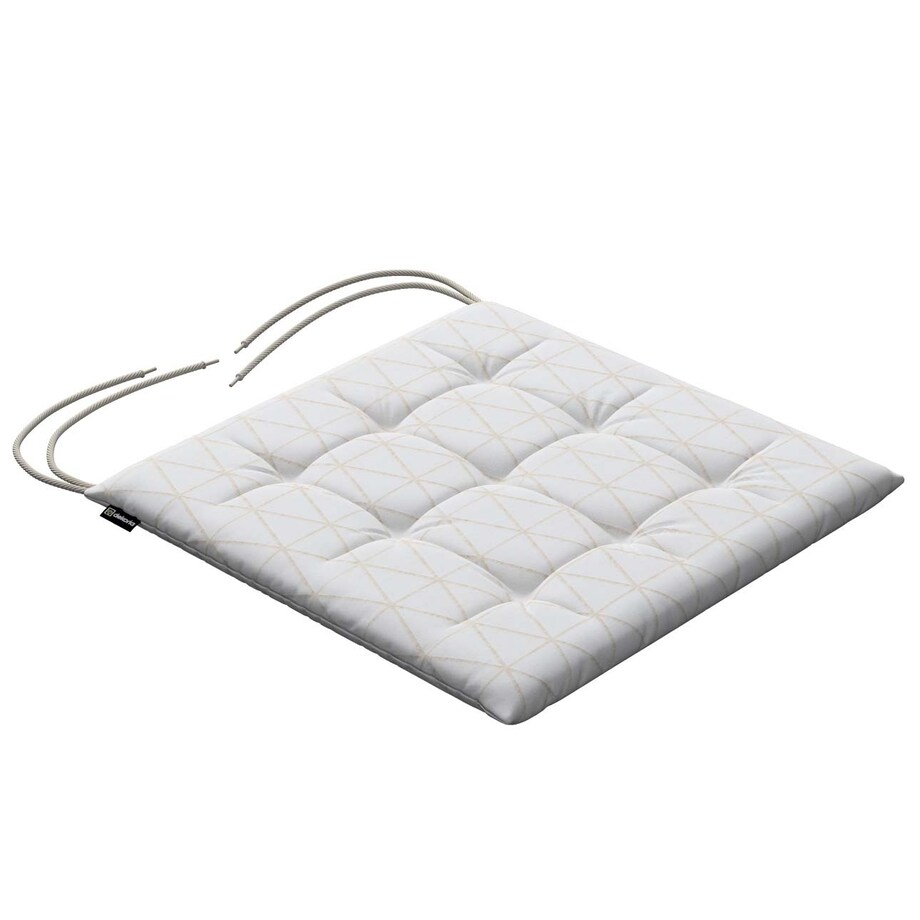 Poduszka na krzesło Karol, beżowe trójkąty na kremowo-białym tle, 40 x 40 x 3,5 cm, Sunny