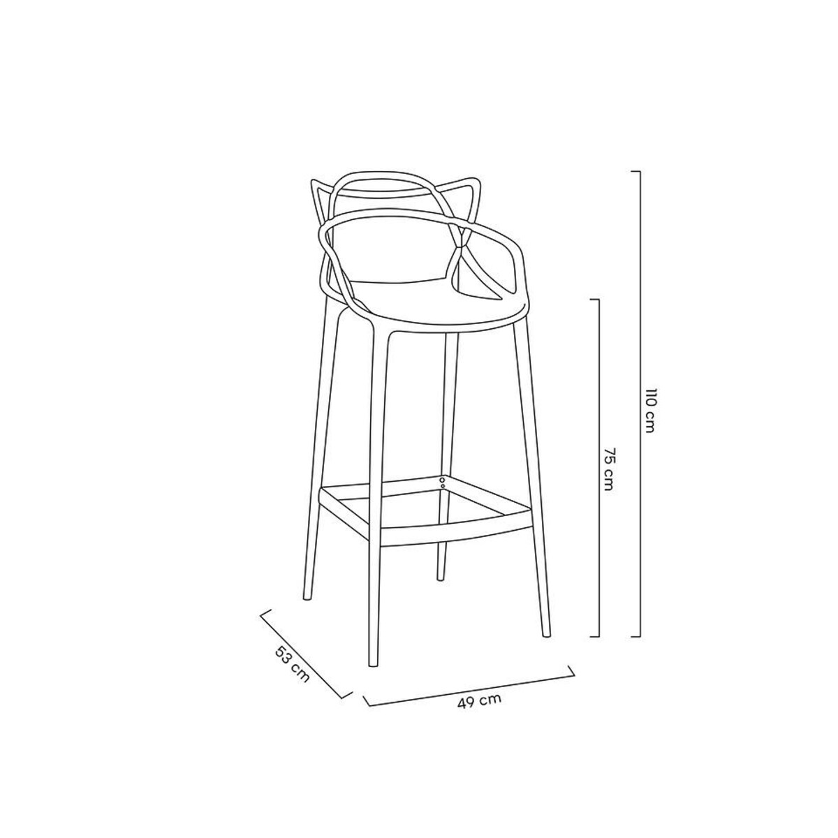 Krzesło barowe Hilo Premium BS-936B.75.BLACK czarne, King Home