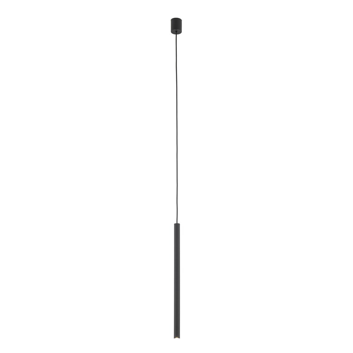 Lampa Wisząca Tk Lighting Ferro Czarna Ryflowana Metalowa Tuba Sopel Rurka 50Cm 1Xg9