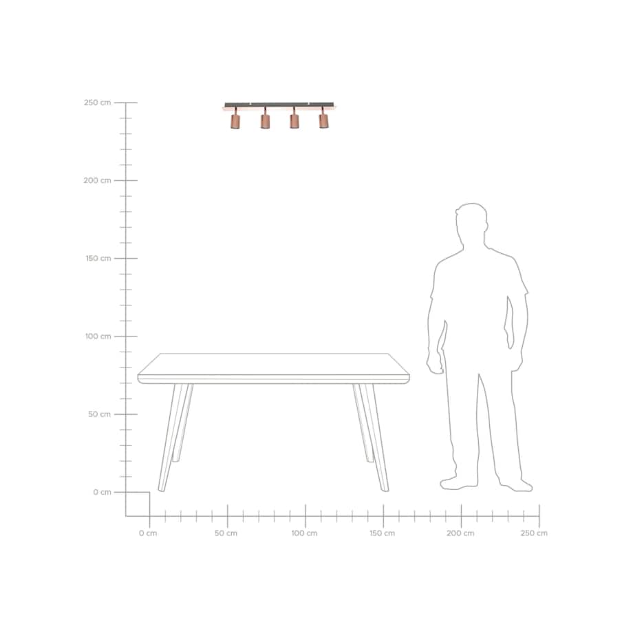 Lampa sufitowa 4-punktowa metalowa miedziana TIGRIS