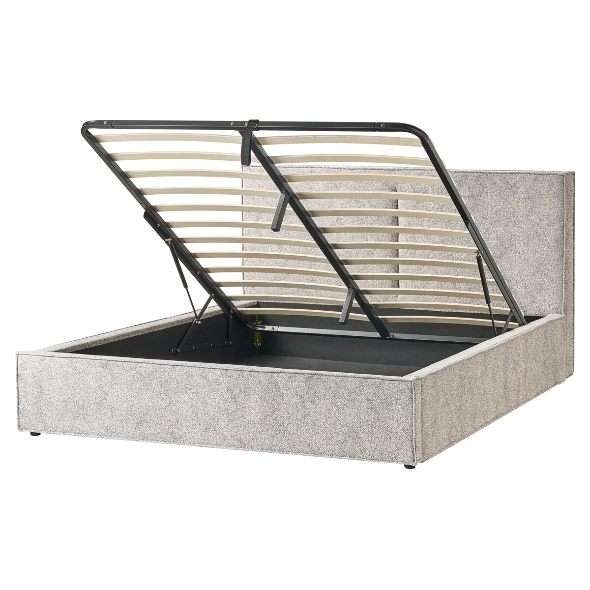 Łóżko z pojemnikiem Dzianina welurowa MOISSAC 160 x 200 cm Szary/ beżowy