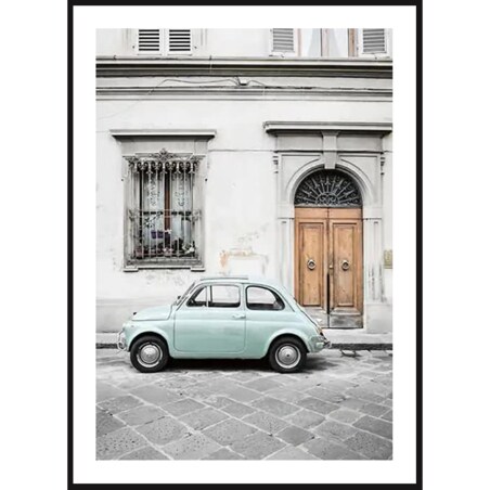 Poster Story, Plakat, Obraz - Miętowe Włoskie Auto, wymiary 21 x 30 cm
