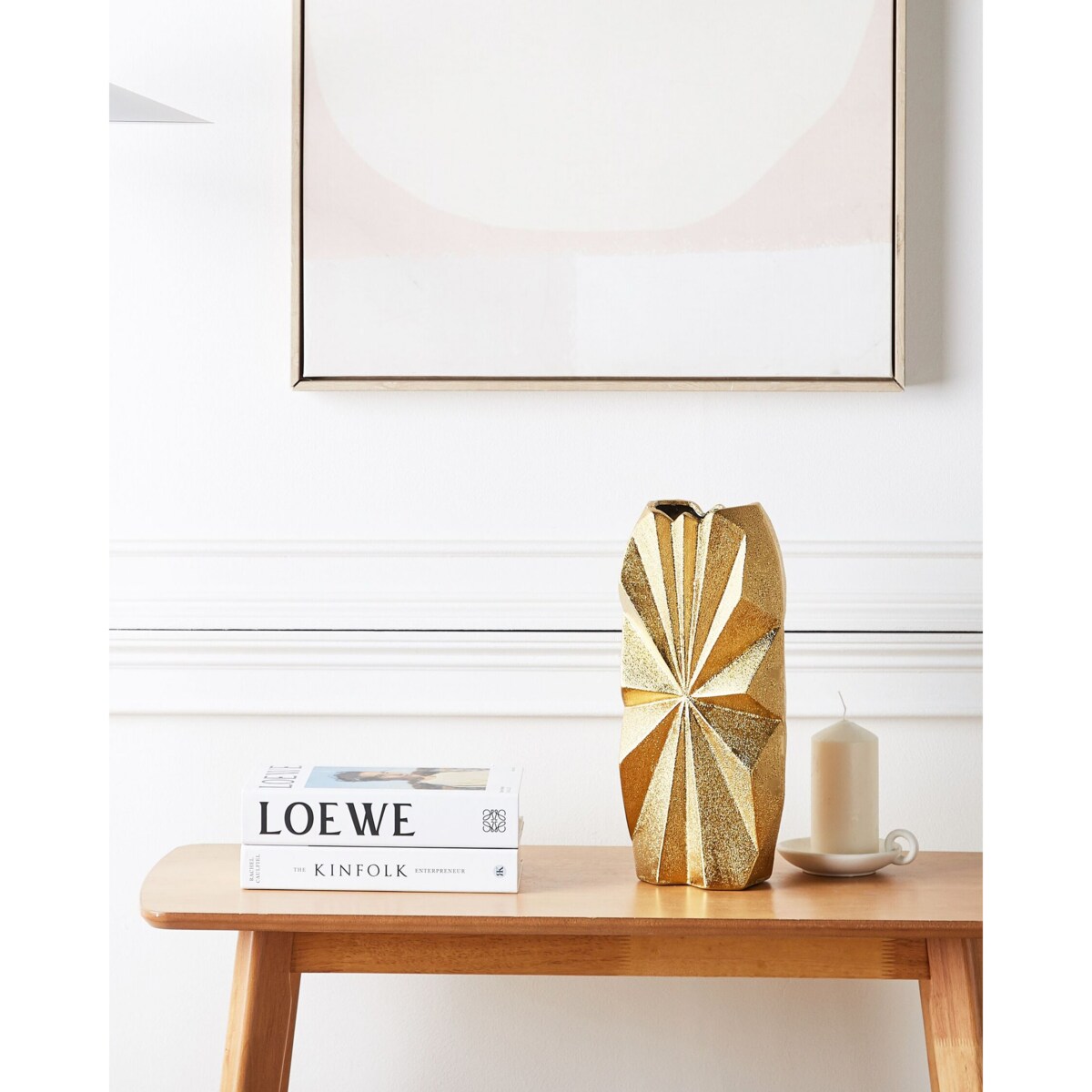 Wazon dekoracyjny ceramiczny 37 cm złoty AELIA