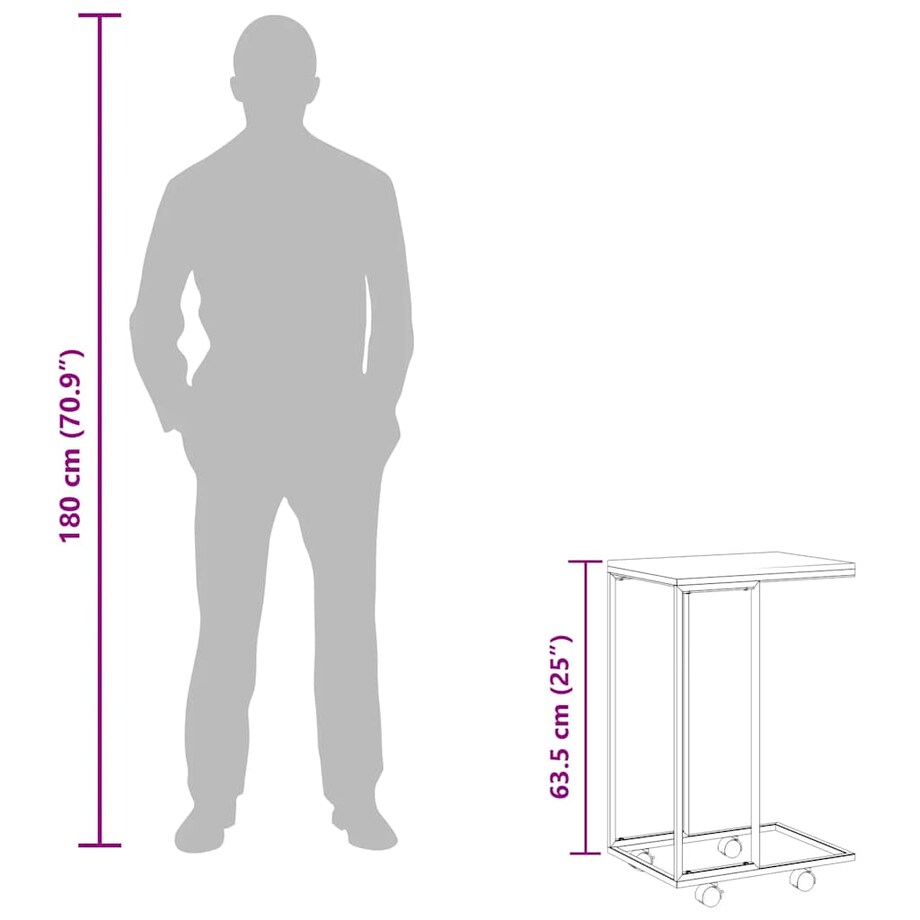 vidaXL Stolik boczny na kółkach, biały, 40x30x63,5 cm