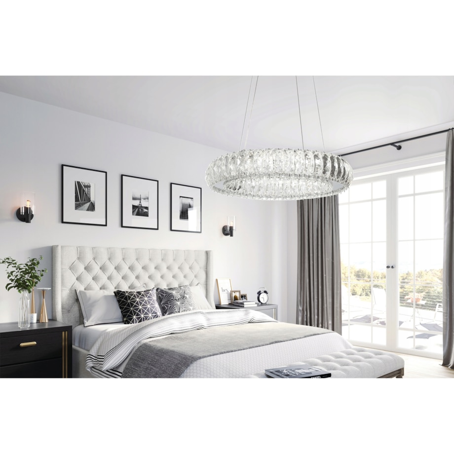 Lampa Kryształowa Sufitowa Plafon Chrom Led Pilot