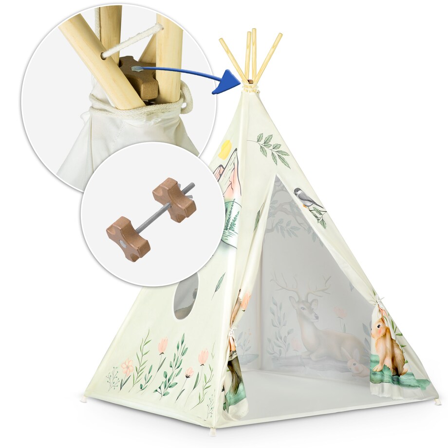 Tipi namiot dla dzieci teepee wigwam poduszka stabilizator leśne zwierzątka Nukido